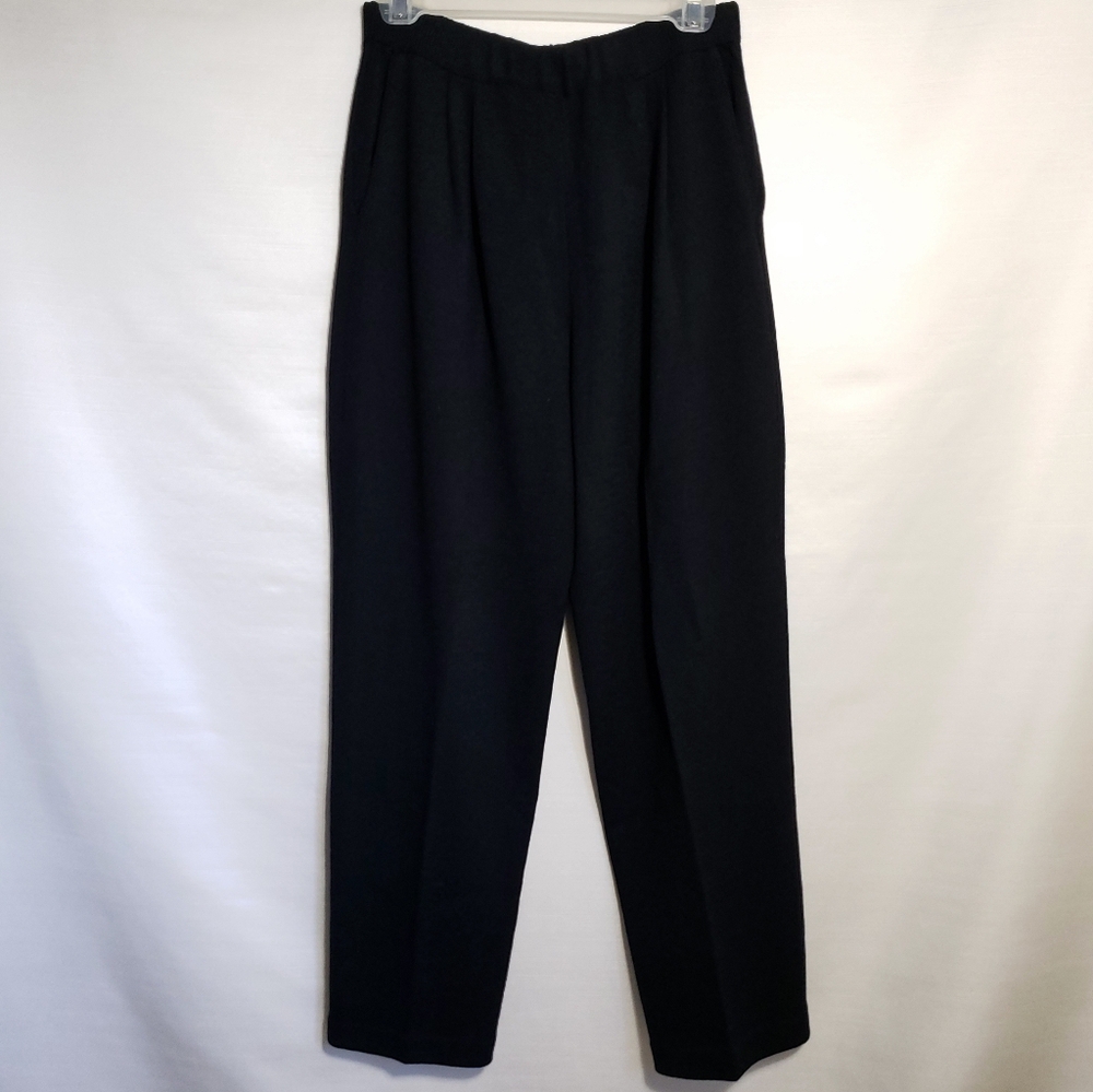 St. John Womens Pull On Elegant Black Dress Pants